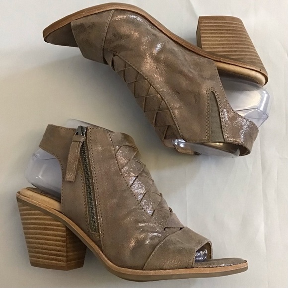 Sofft 8.5 Mckenna Suede Leather Metallic Sandals Braided Comfort Shoes Tan Taupe - Picture 10 of 13